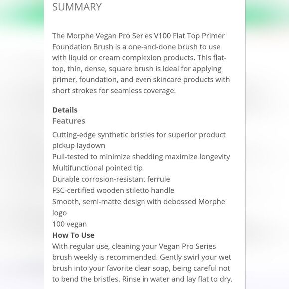 Morphe V100 Flat Top Primer & Foundation Brush - Picture 5 of 6